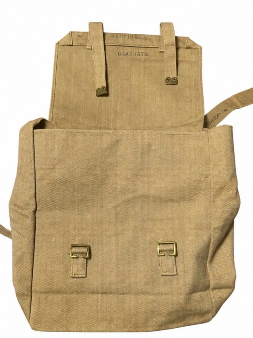 Vintage Military Khaki Canvas Rucksack Field Backpack